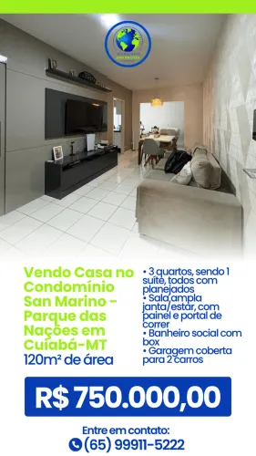 Vendo Casa no Condomínio San Marino - Parque das Nações em Cuiabá-MT