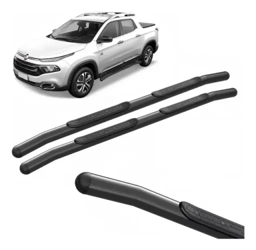 Estribo Tubular Preto Modelo Ranch Fiat Toro 2016 A 2026 Bepo 