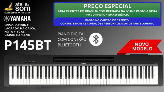 P145BT YAMAHA Piano Digital com Bluetooth Novo Lacrado Original