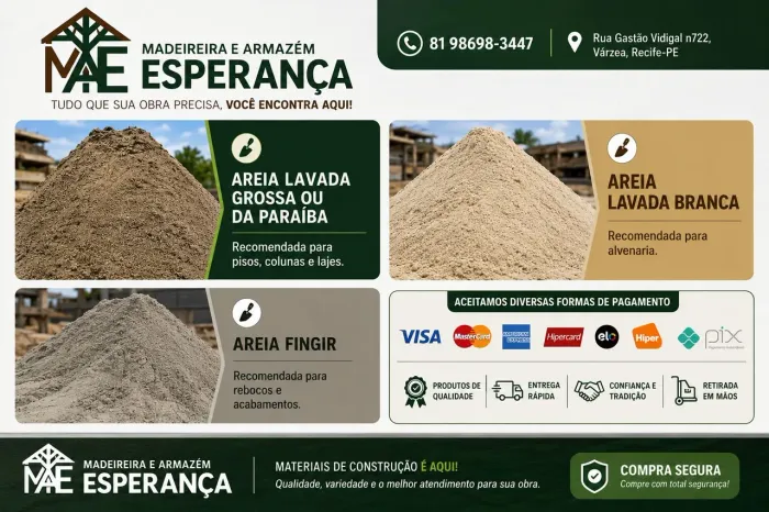 Areia para construção em geral