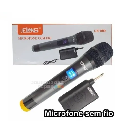 Microfone Profissional Sem Fio VHF, Wireless - Lelong Le-909 para Karaokê igreja