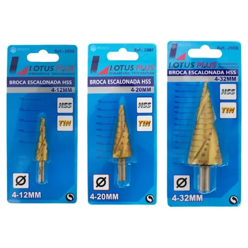 Kit de Brocas Escalonadas Cônicas Titânio Hss 4-12mm 4-20mm 4-32mm