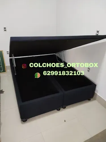 Cama Box Baú Casal bi partido com pistões hidraulicos