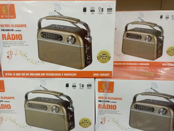 Rádio retrô vintage Bluetooth AM FM SW Recarregável
