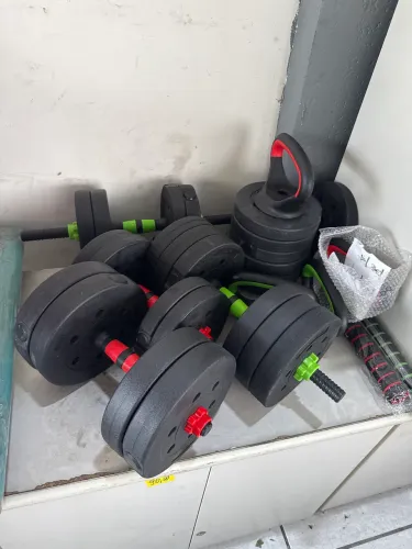 Kit Musculação+ Barra+ Anilha dois cores 