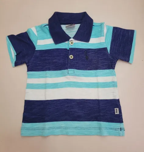 Blusa gola polo listrada para bebê
