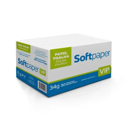 Papel Toalha Interfolhas Folha Dupla 34g Caixa Com 2400 Un - Softpaper