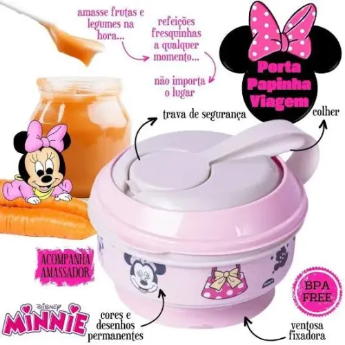 Pote Papinha e Dosador Minnie - Prático e Seguro