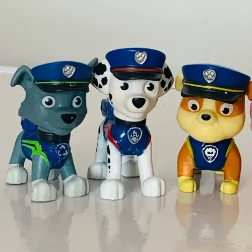 3 bonecos Patrulha Canina - Chase Rubble Rocky - Nickelodeon Nick desenho miniatura filme