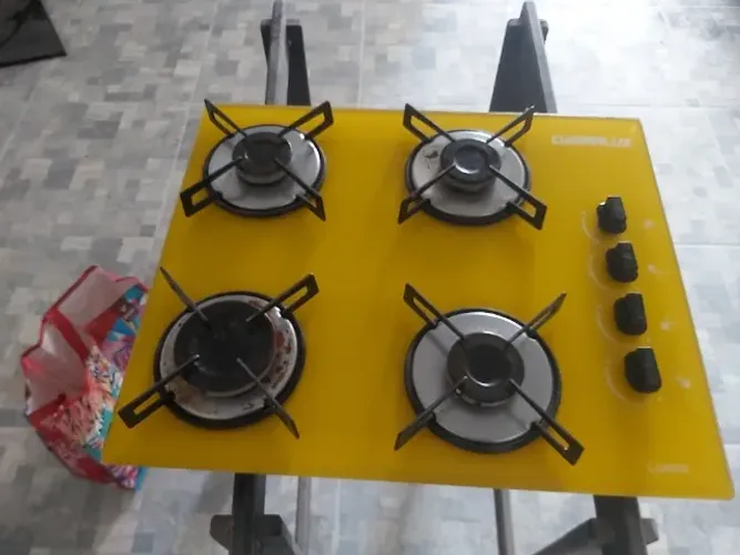 Fogão cooktop embutir vidro 4 bocas amarelo 127v