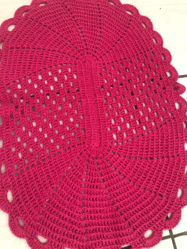 Tapete  de crochê rosa