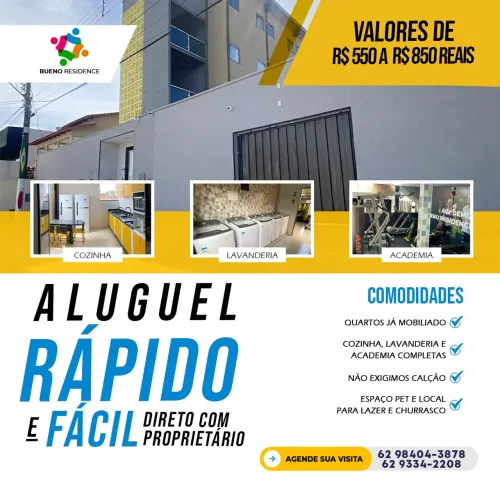 Apartamento para aluguel com mobília e conta inclusas no Setor Bueno - Goiânia - GO