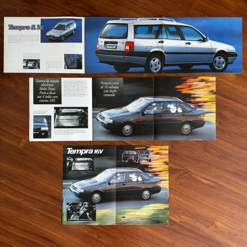 3 PROSPECTOS FOLDER FIAT TEMPRA RARIDADE 250,00 CADA!
