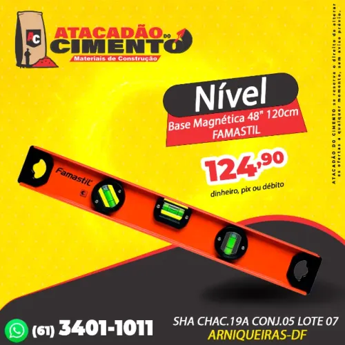 Nível Base Magnética 48" 03 Ampolas 120cm FAMASTIL