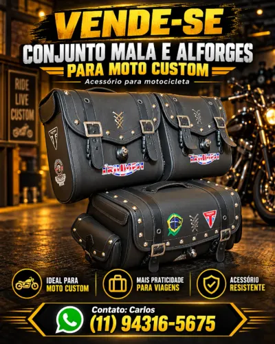 Kit Mala e Alforge para moto Custom