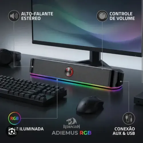 Soundbar gamer rgb redragon Adeimus usada mas 100%