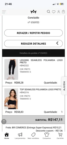 Legging preta seamless nova com etiqueta (poliamida) - Tam G 