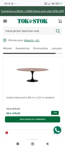 Mesa de jantar oval - 1,98 x 1,22m