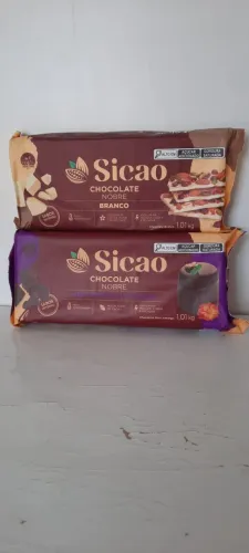 Chocolate em barra branco 1kg e meio amargo 1kg 40% Sicao 