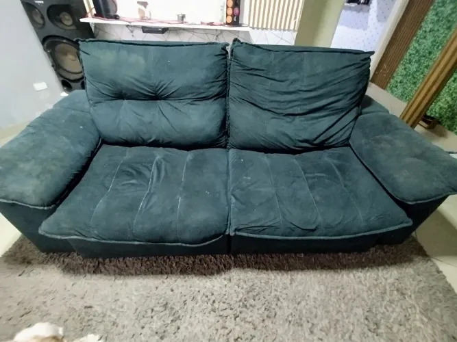 Sofá Retrátil e Reclinável 3 Lugares Suede cor (petróleo)