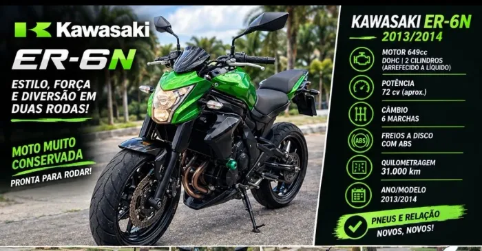 KAWASAKI ER-6N 650 ABS 2013/2014 - MUITO BEM CUIDADA!