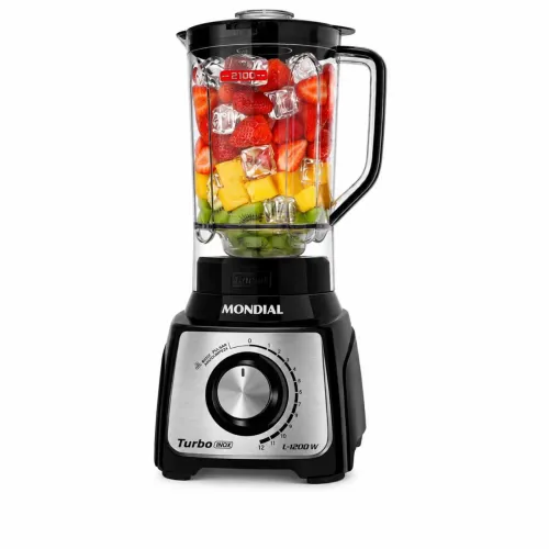 Liquidificador Mondial Turbo 1200W L-1200 BI - Preto/Inox | 220V