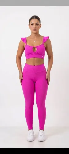 Conjunto Academia Feminino Calça e Top Fitness Rosa
