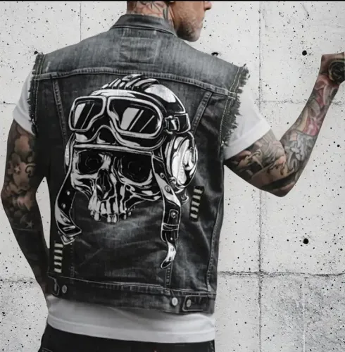 Colete jeans unissex motociclista