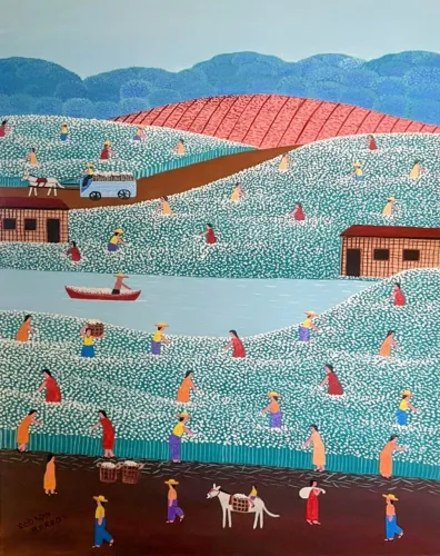 Robson barros tema colheita de algodão medida 40x50 