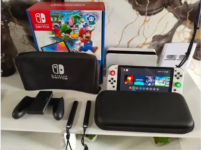 Nintendo Switch Oled Desbloqueado 64gb + MicroSd 512gb com vários jogos e acessórios