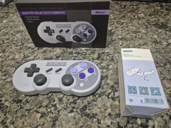 Controle Snes 8 bitdo + acessórios