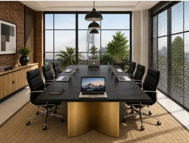 Mesa De Reunião Wing Gold Delluxe. design contemporâneo, L360cm x P110cm x A74cm