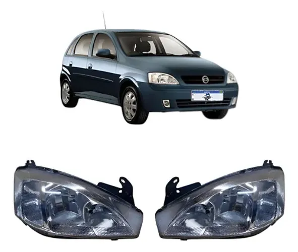 Par Farol Corsa Montana 2003 A 2007 Cromado Lente Raiada Ambos Lados