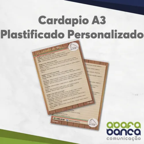 Cardapio A3 plastificado personalizado - 5 unids