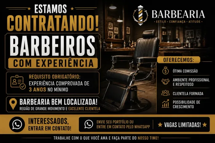 Procura-se barbeiros com experiência comprovada