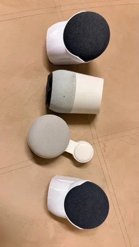 Kit Casa Inteligente Google Home + 3 Google Nest Mini + Suportes