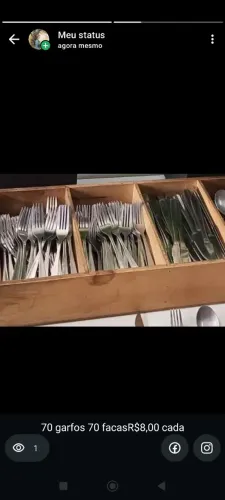 70 garfos, 70 facas aço inox , 70 colher cabo de plástico 