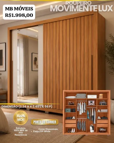 GUARDA ROUPA CASAL ROUPERO MOVIMENTE LUX
