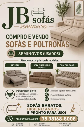 Venda e compra de sofás e poltronas seminovas