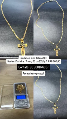 Cordão e pulseira de ouro 18k de procedência