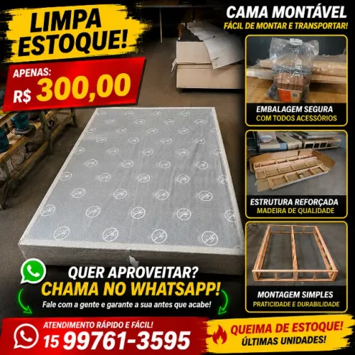 Cama Box Estrutura Montavel 138x188x26 Emma VEJA DESCRIÇÃO