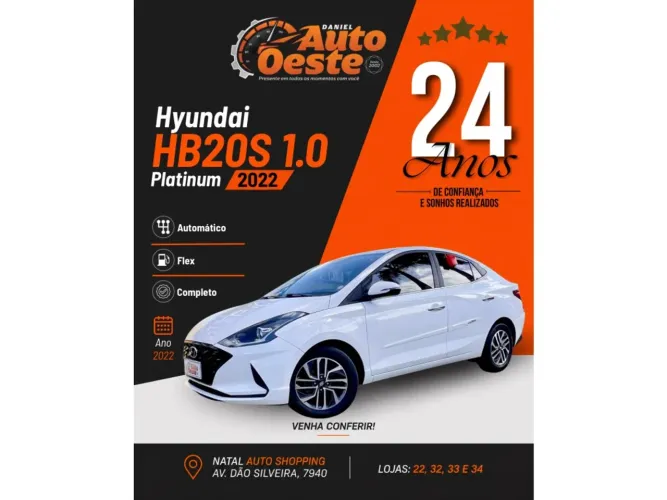 Hyundai HB20S Platinum Plus 1.0 TB Flex 12V AUT 2022