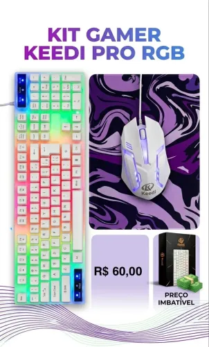 Kit Teclado + Mouse Keedi RGB
