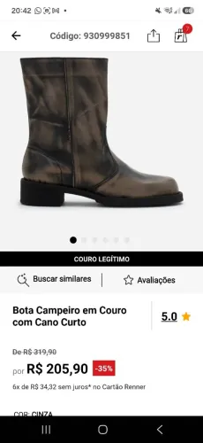 Bota couro nova sem uso