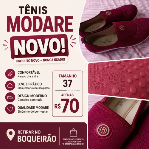 Tênis Modare - NOVO - Tam.37 - Vinho