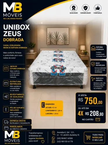Promoção Cama box casal Zeus dobrada conjugada novas.