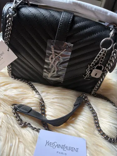 Bolsa YSL all black ferragens grafite linha premium em couro 