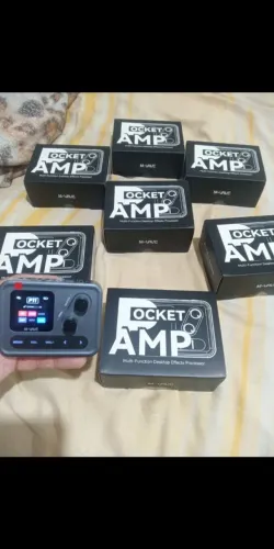 Pocket Amp M-vave multi efeitos guitarra e baixo, interface usb