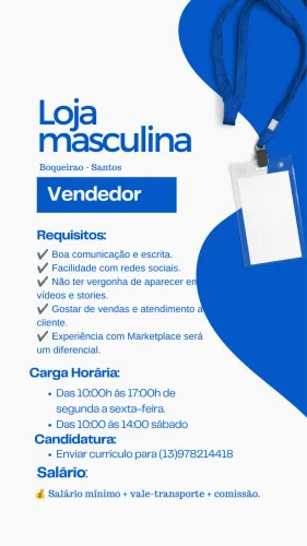 Loja masculina em Santos