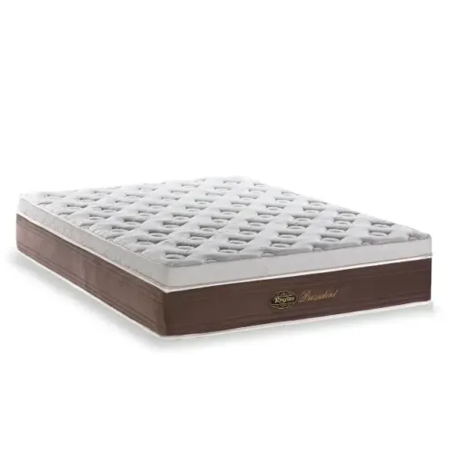 Colchão King Star Branco/Marrom + Cama Base Baú King